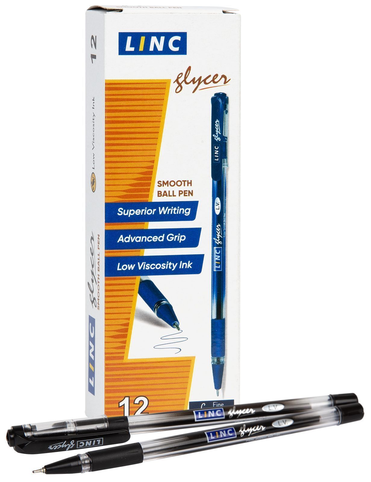 Ручка шар. Linc Glycer 1300RF/black черная 0,7 мм, грип арт.0151-041