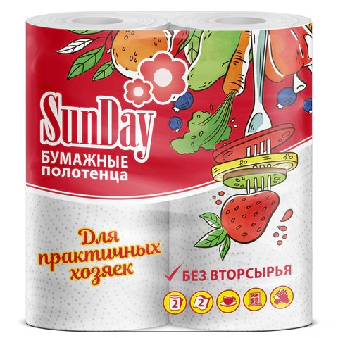 Бум.полотенца SUNDAY 2-сл. бел. (пач-2рул*10,8м) уп30пач арт.0314-064