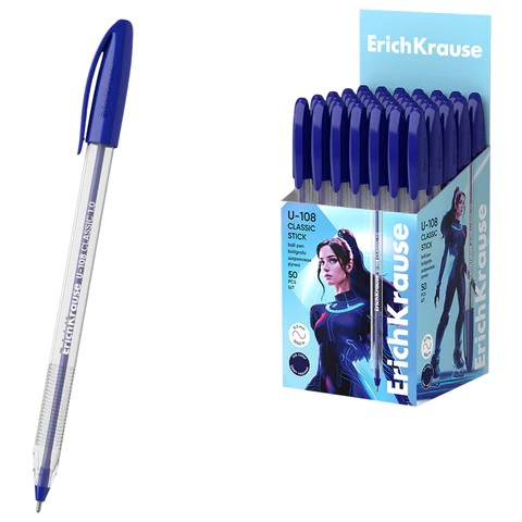 Ручка шар. ERICH KRAUSE U-108 Stick Classic СИНЯЯ 1мм арт.0150-080